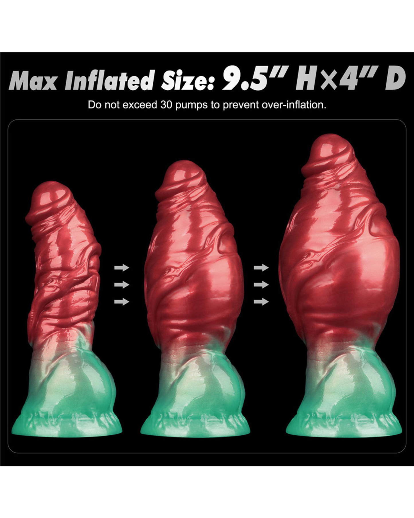 LoveToy Dildo Inflable de Doble Densidad 19 cm (Rojo/Verde)