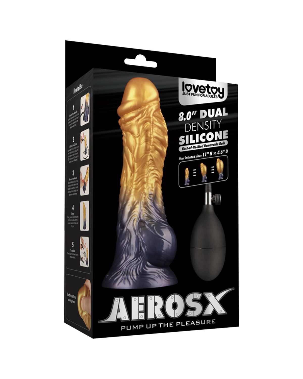 LoveToy Dildo Inflable de Doble Densidad 20 cm (Oro/Negro)