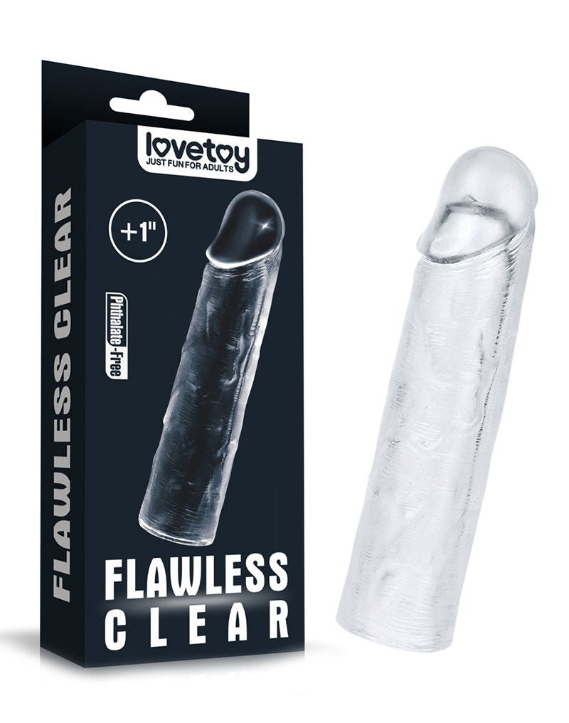 LoveToy – Flawless Clear Penishülle +2,5 cm (Transparent)