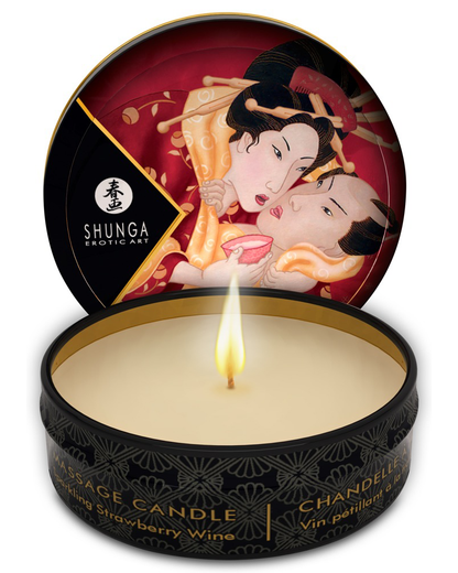 Shunga Mini Vela de Masaje – Strawberry Sparkling Wine (30 ml)