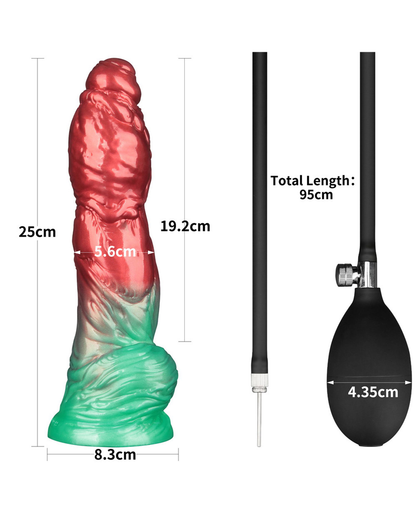 LoveToy – Dildo Inflable de Doble Densidad 25 cm (Rojo/Verde)