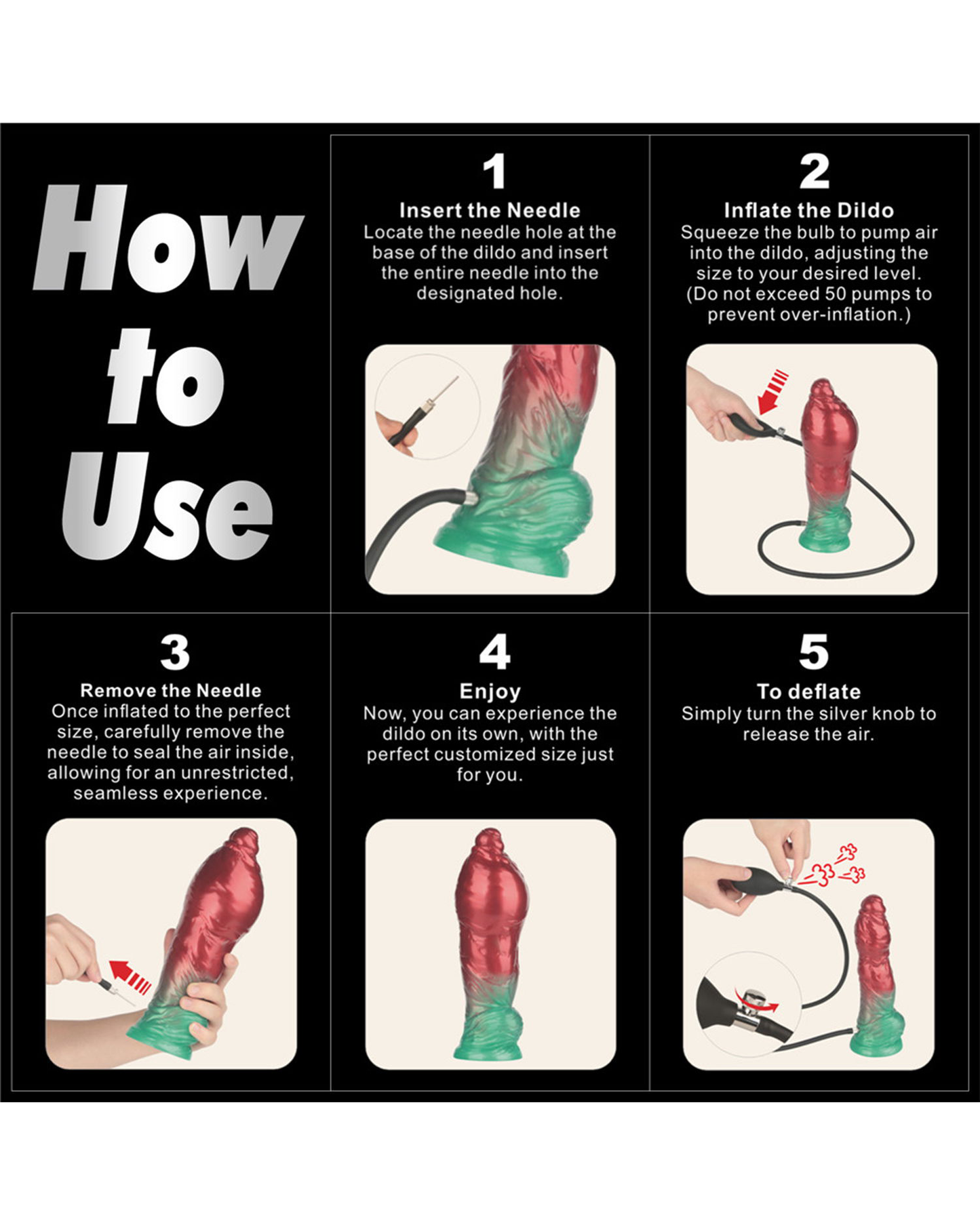 LoveToy – Dildo Inflable de Doble Densidad 25 cm (Rojo/Verde)