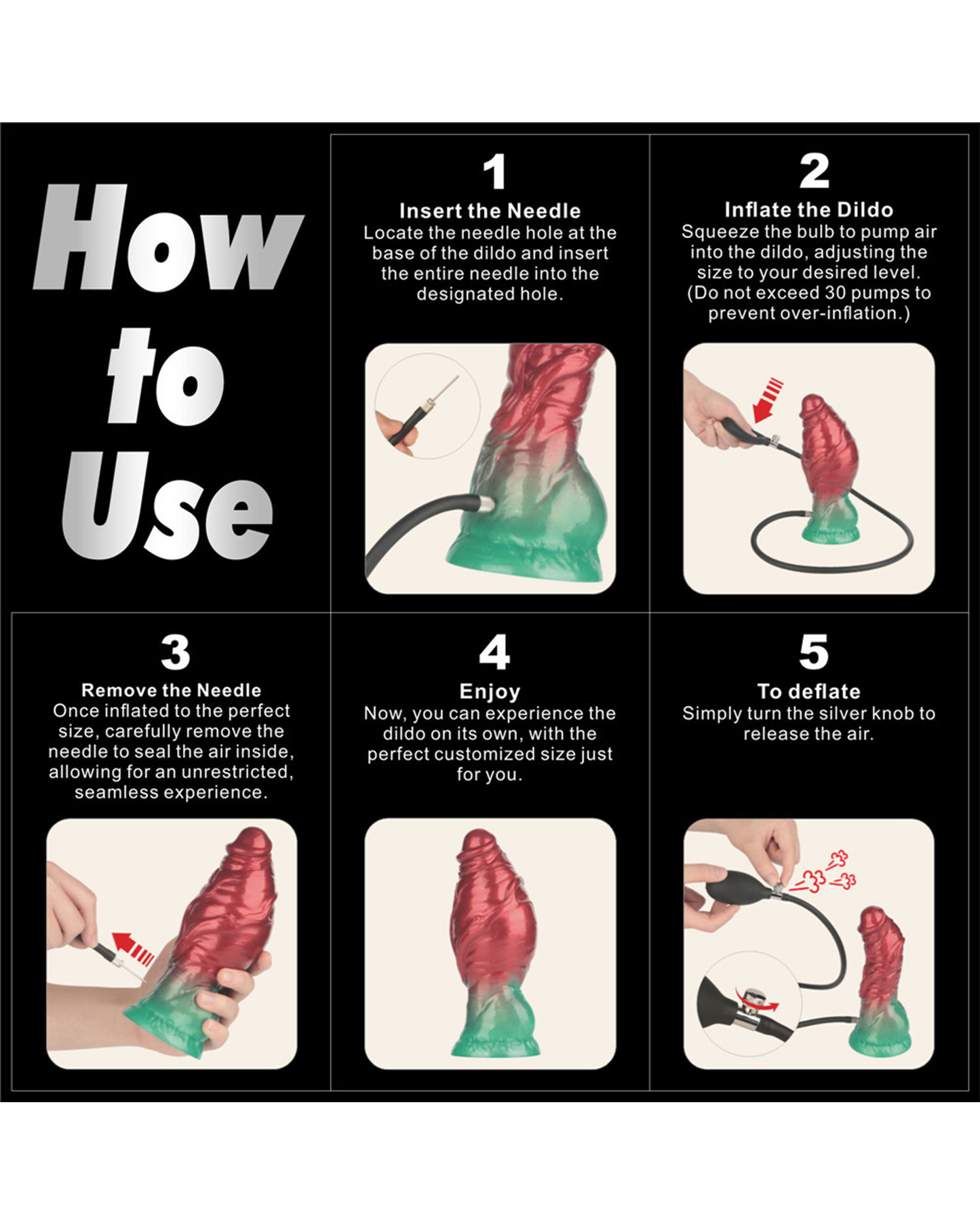 LoveToy Dildo Inflable de Doble Densidad 19 cm (Rojo/Verde)