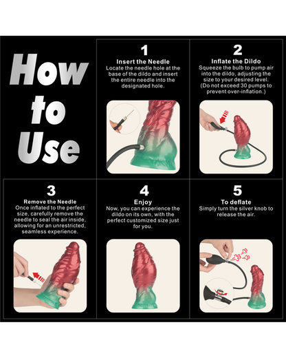 LoveToy Dildo Inflable de Doble Densidad 19 cm (Rojo/Verde)