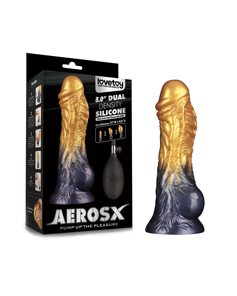 LoveToy Dildo Inflable de Doble Densidad 20 cm (Oro/Negro)
