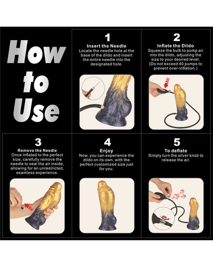 LoveToy Dildo Inflable de Doble Densidad 20 cm (Oro/Negro)