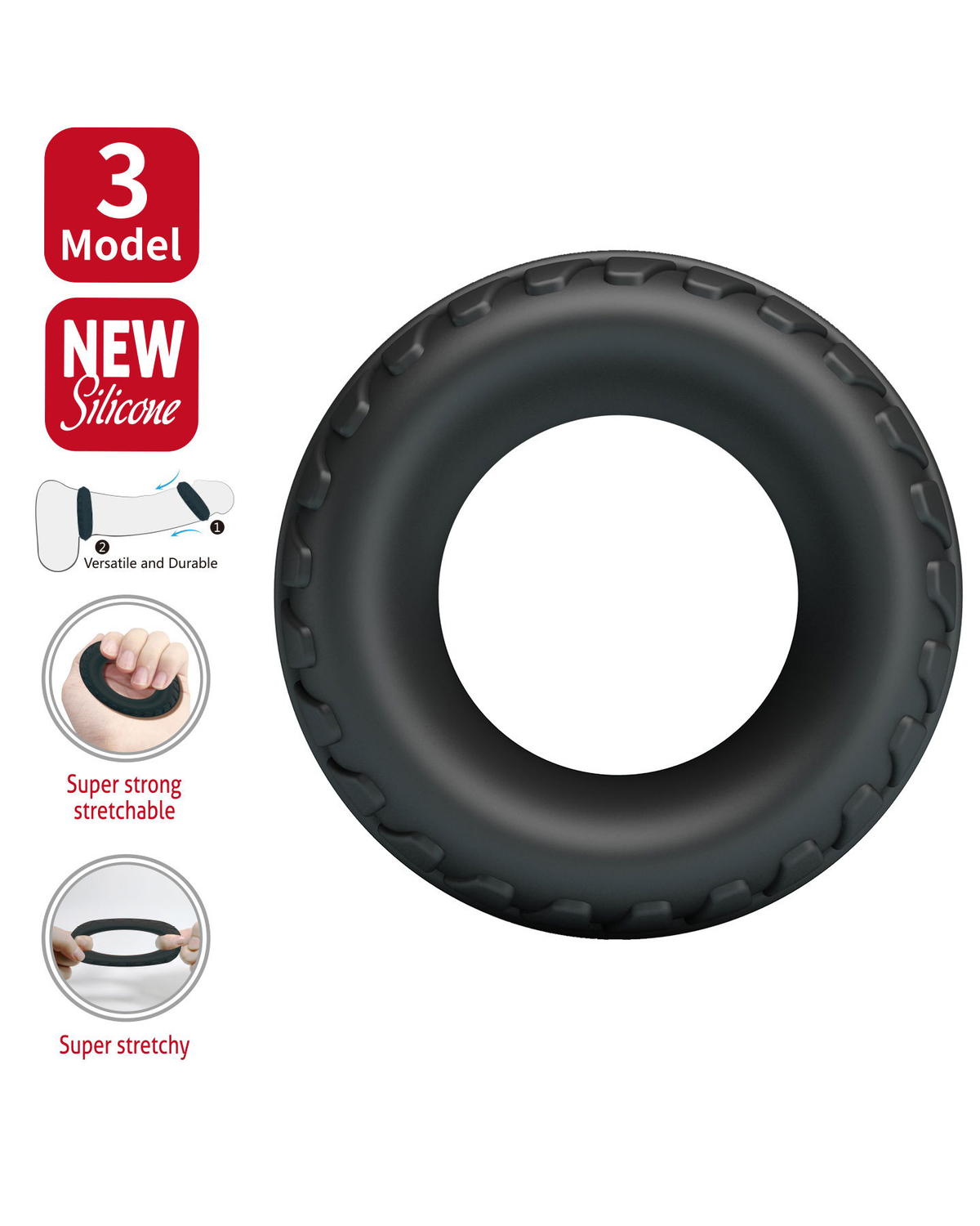 Crazy Bull – Dilson Anillo para Pene de Silicona Ultra Suave Modelo 3