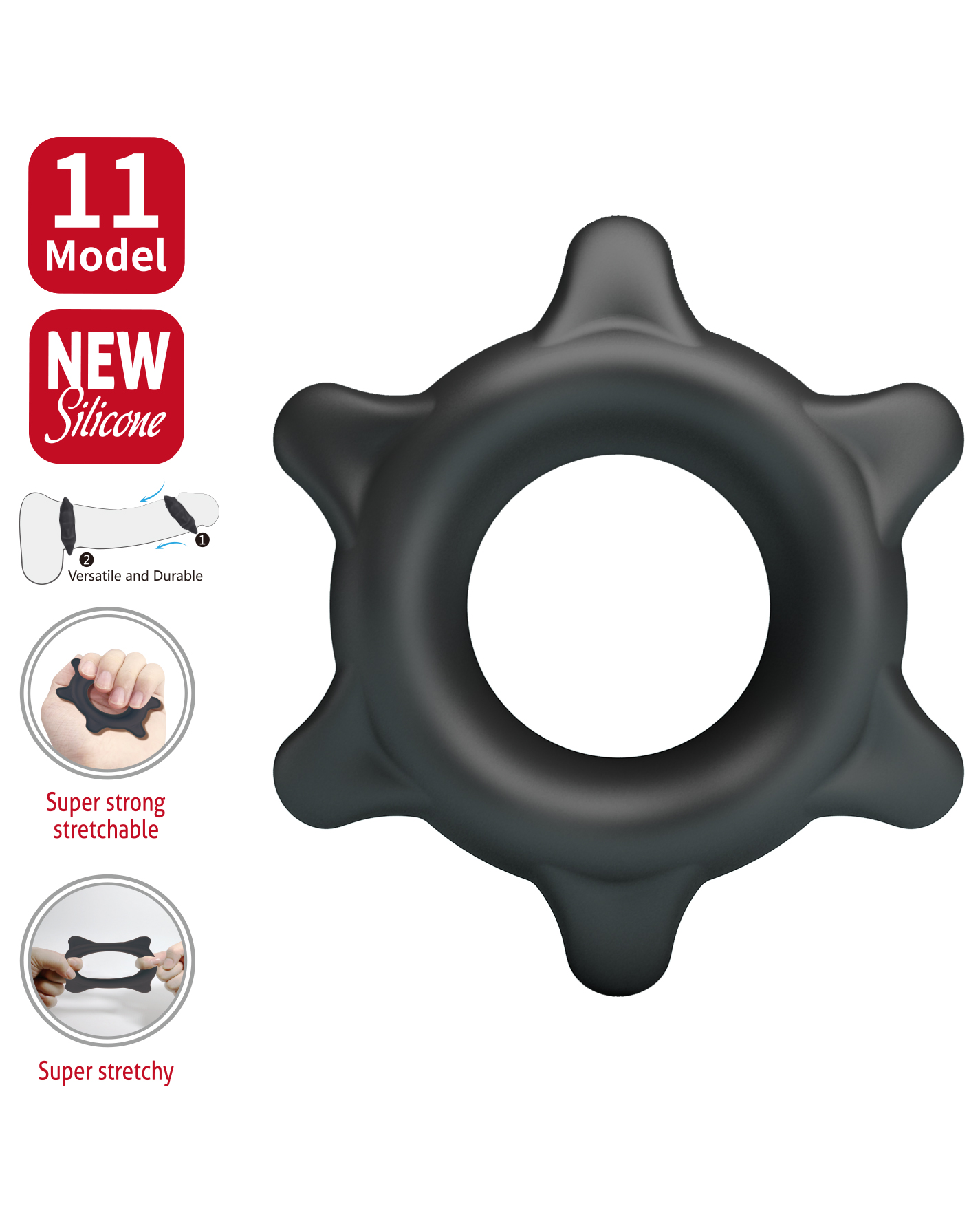 Crazy Bull – Ethaniel Anillo para Pene de Silicona Ultra Suave Modelo 11