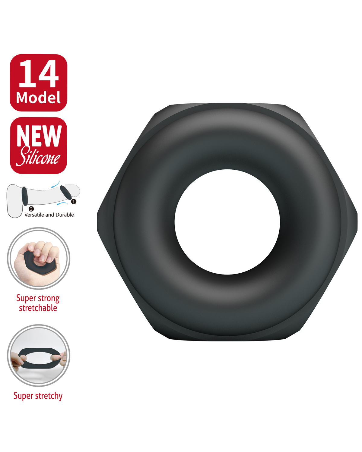 Crazy Bull – Jarvius Anillo para Pene de Silicona Ultra Suave Modelo 14