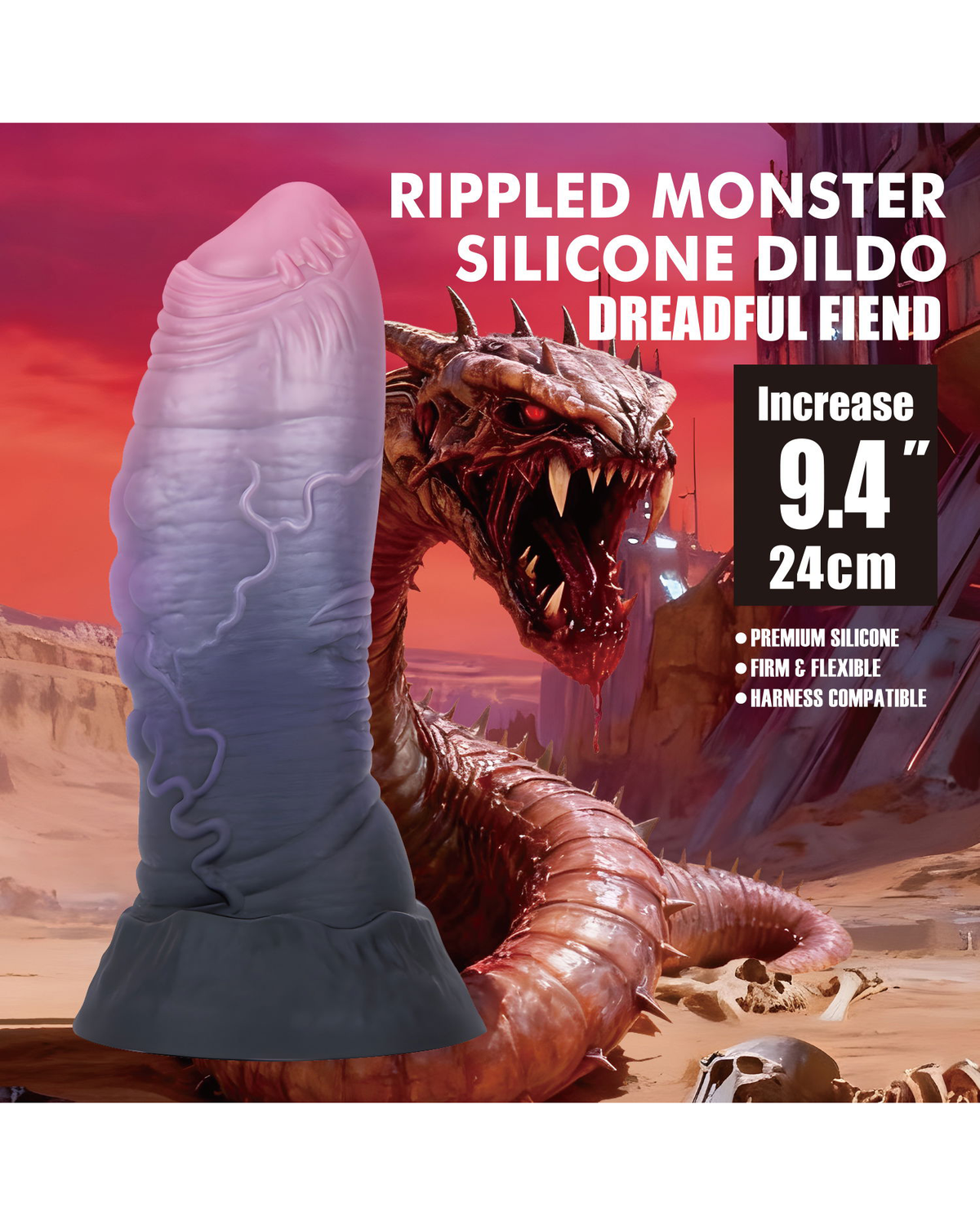 Power Monsters – Dreadful Fiend – Textured Monster Dildo (24 cm)