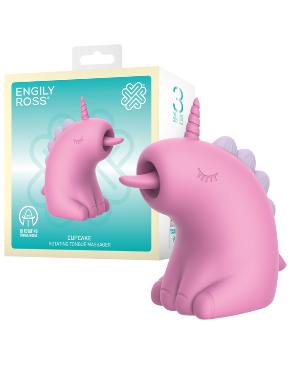 ER – Cupcake Unicorn – Estimulador con lengua rotatoria 360° (Rosa)