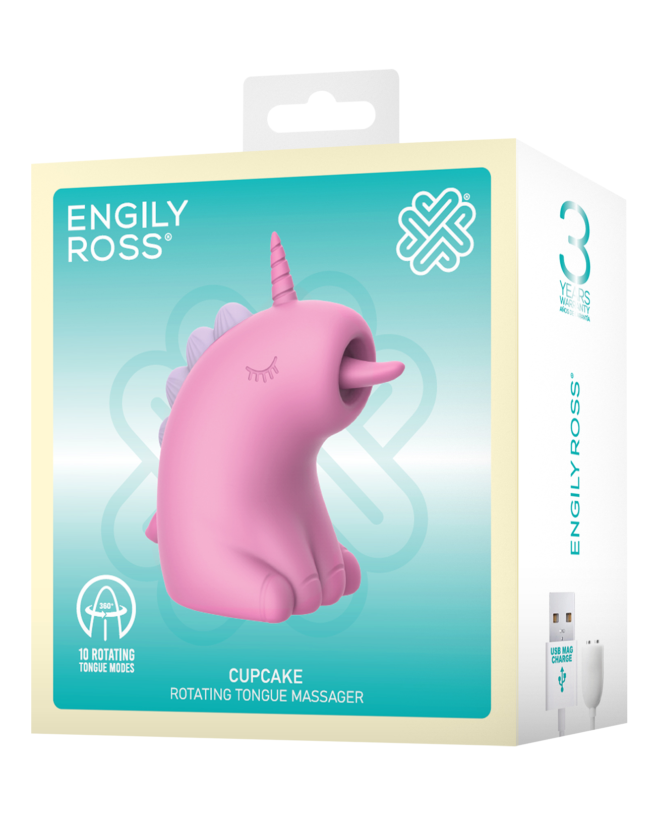 ER – Cupcake Unicorn – Estimulador con lengua rotatoria 360° (Rosa)