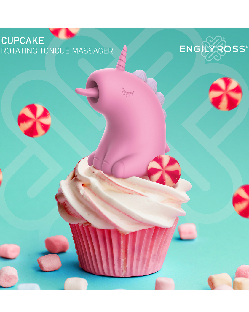 ER – Cupcake Unicorn – Estimulador con lengua rotatoria 360° (Rosa)