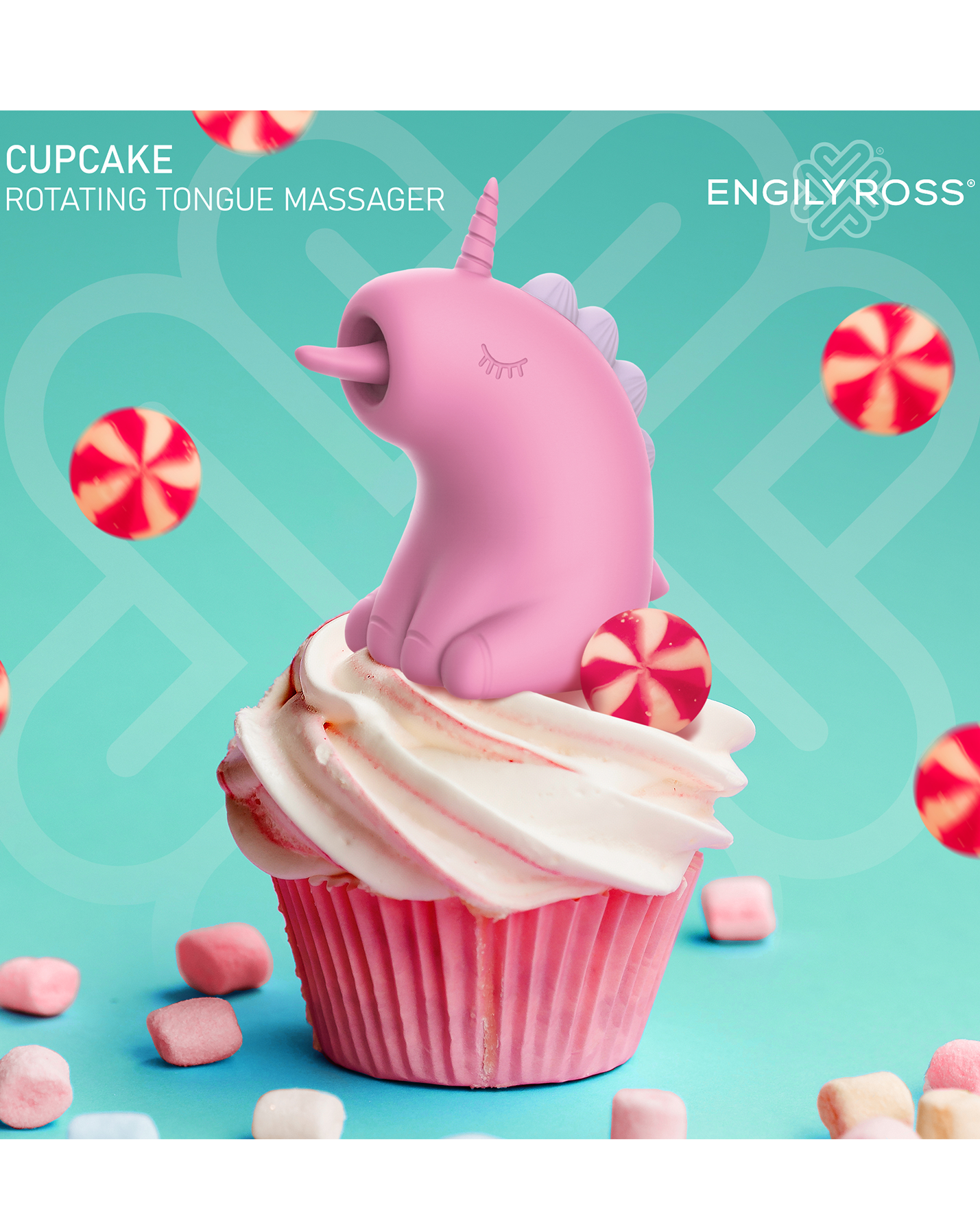 ER – Cupcake Unicorn – Estimulador con lengua rotatoria 360° (Rosa)