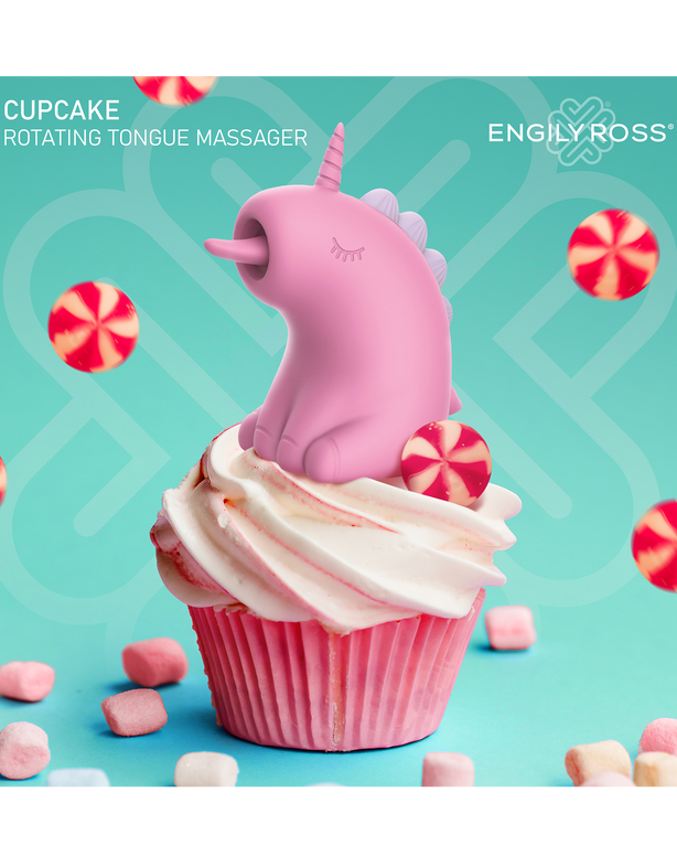 ER – Cupcake Unicorn – Estimulador con lengua rotatoria 360° (Rosa)