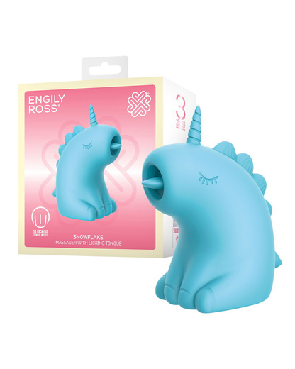 ER – Snowflake Unicorn – Estimulador con lengua vibradora (Azul)