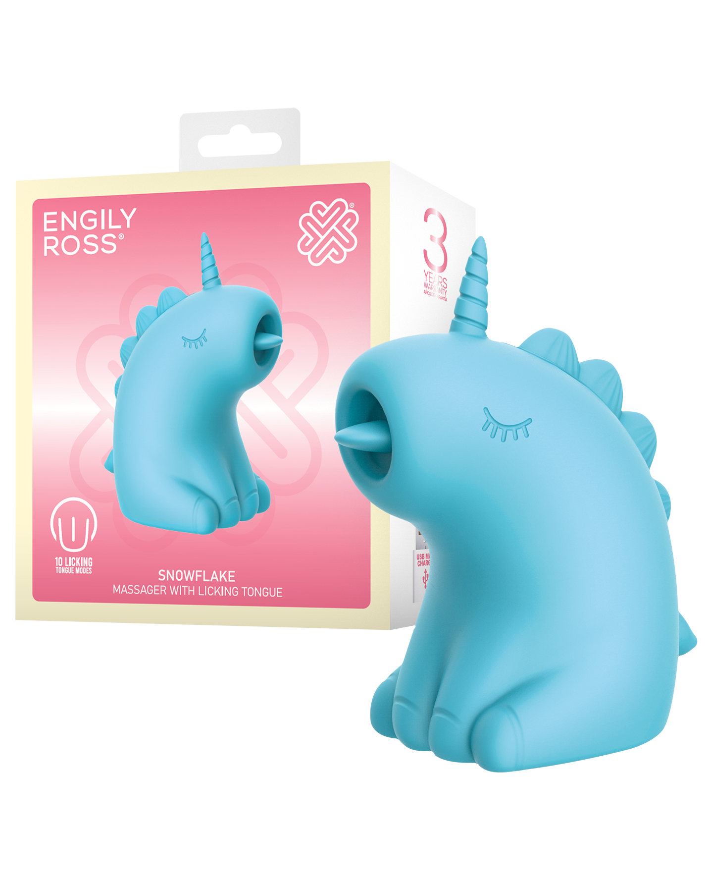 ER – Snowflake Unicorn – Estimulador con lengua vibradora (Azul)