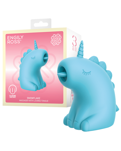 ER – Snowflake Unicorn – Estimulador con lengua vibradora (Azul)