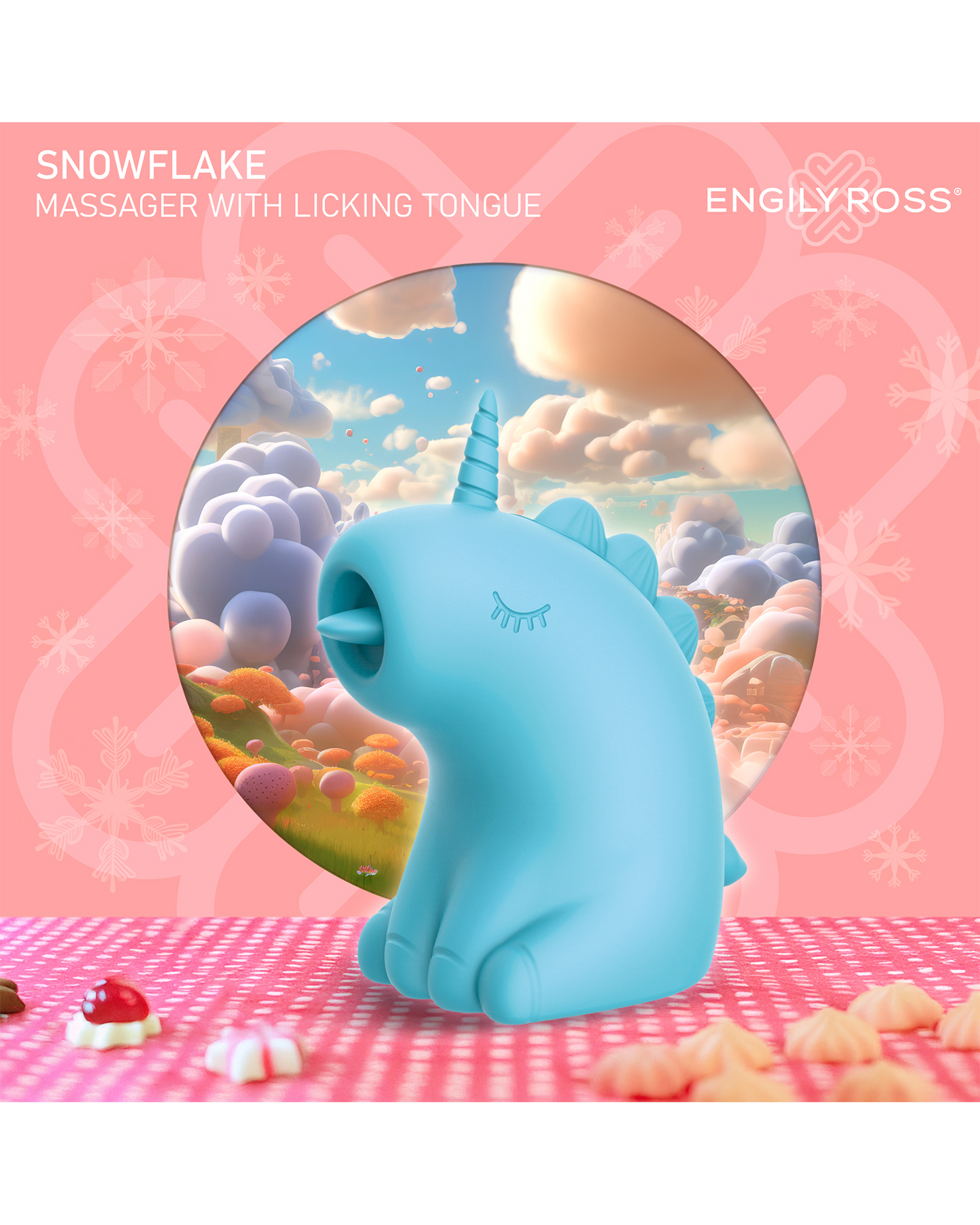 ER – Snowflake Unicorn – Estimulador con lengua vibradora (Azul)