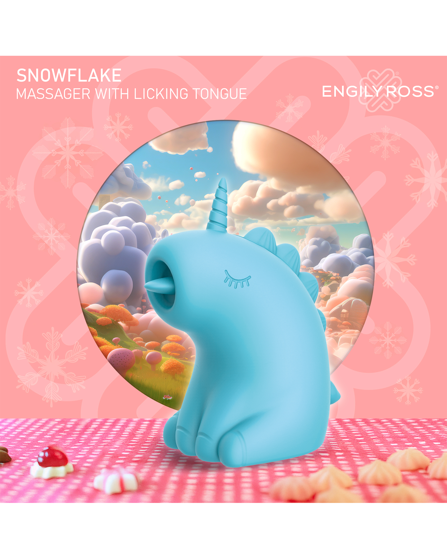 ER – Snowflake Unicorn – Estimulador con lengua vibradora (Azul)