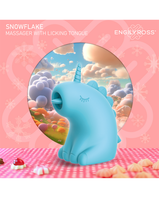 ER – Snowflake Unicorn – Estimulador con lengua vibradora (Azul)