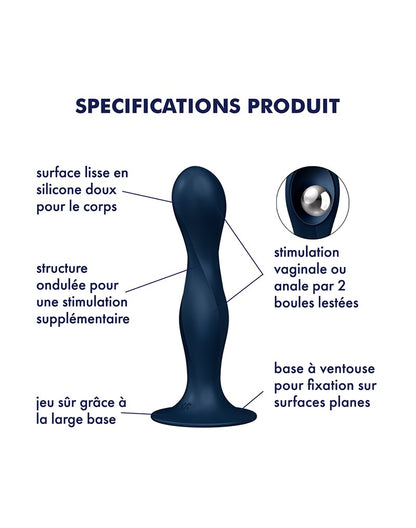 Satisfyer Double Ball-R – Dildo con Bolas Pesadas (Azul Oscuro)