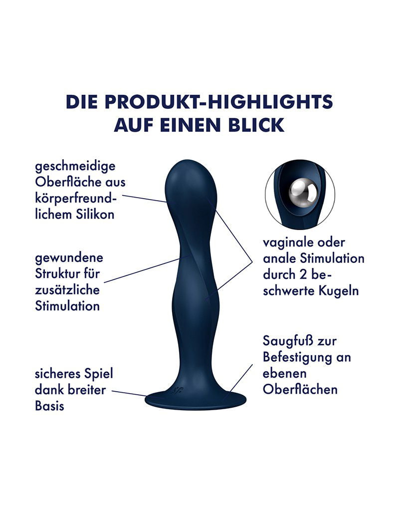 Satisfyer Double Ball-R – Dildo con Bolas Pesadas (Azul Oscuro)