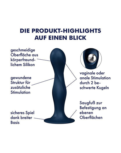 Satisfyer Double Ball-R – Dildo con Bolas Pesadas (Azul Oscuro)