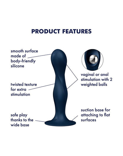 Satisfyer Double Ball-R – Dildo con Bolas Pesadas (Azul Oscuro)