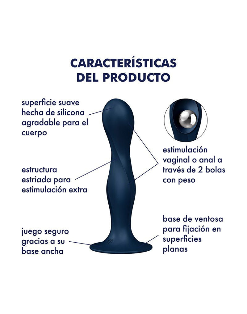 Satisfyer Double Ball-R – Dildo con Bolas Pesadas (Azul Oscuro)