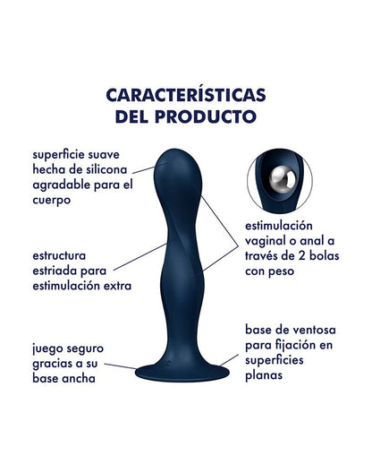 Satisfyer Double Ball-R – Dildo con Bolas Pesadas (Azul Oscuro)