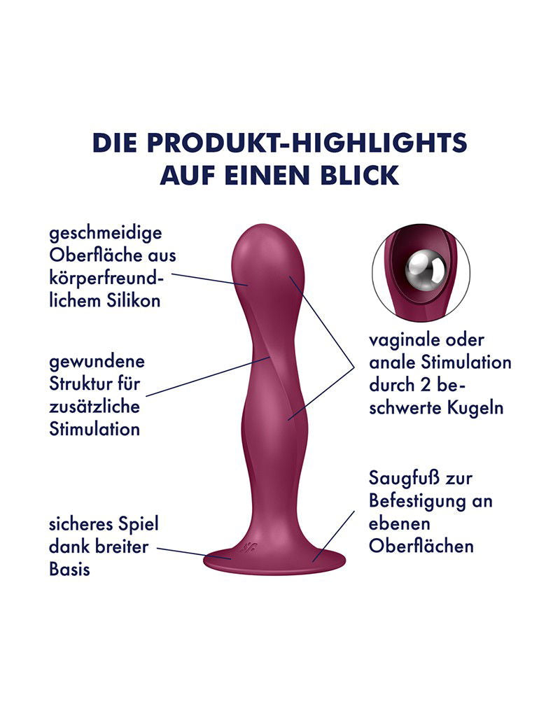 Satisfyer Double Ball-R – Dildo con Bolas Pesadas (Rojo)