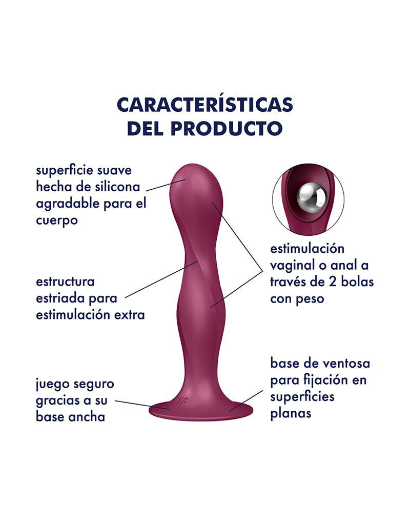 Satisfyer Double Ball-R – Dildo con Bolas Pesadas (Rojo)