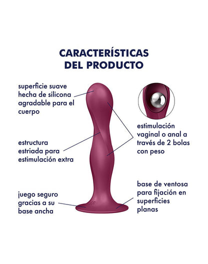 Satisfyer Double Ball-R – Dildo con Bolas Pesadas (Rojo)