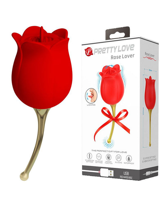 Pretty Love – Rose Lover – Estimulador con lengua vibradora (Rojo & Dorado)