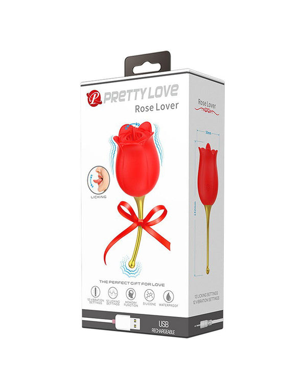 Pretty Love – Rose Lover – Estimulador con lengua vibradora (Rojo & Dorado)