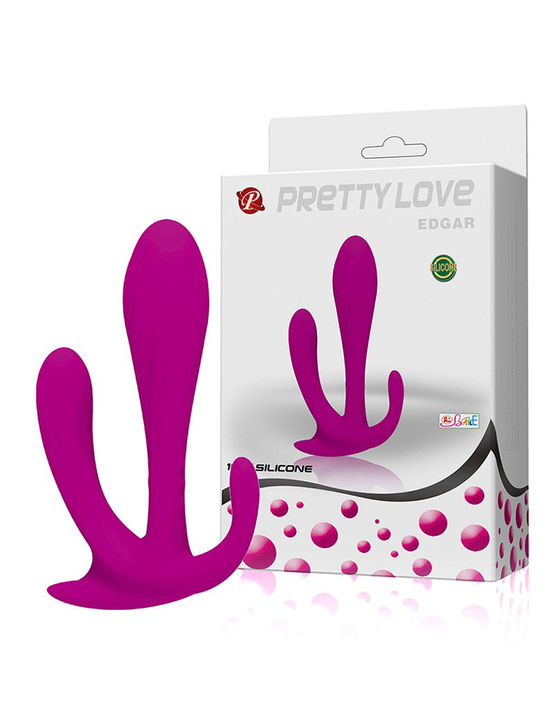 Pretty Love Edgar Doble Penetración Dildo – Silicona Suave (Color Rosa Intenso)
