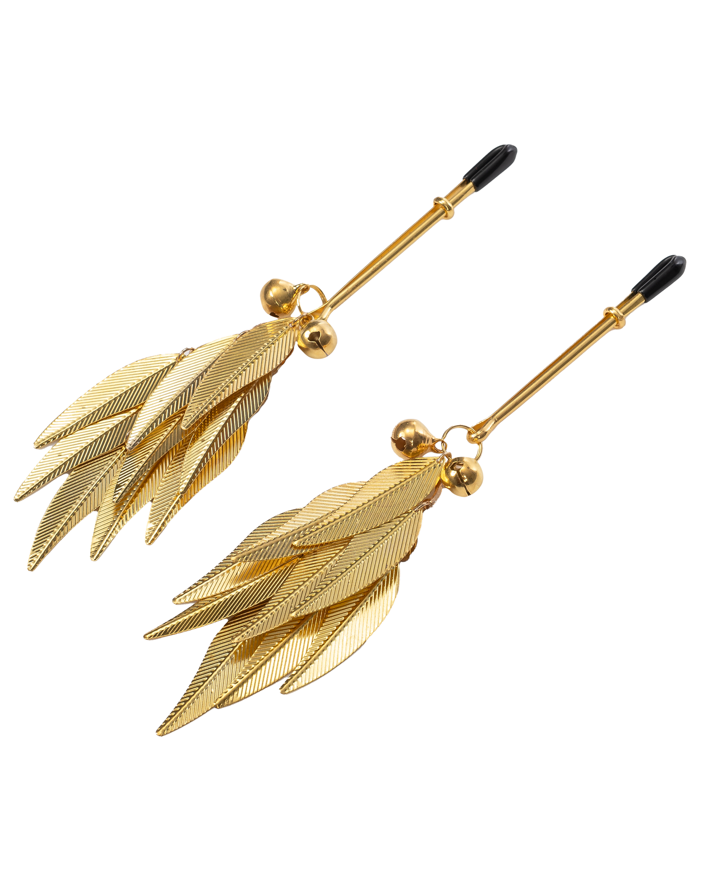 Rimba – Pinzas para Pezones con Plumas Metálicas Doradas