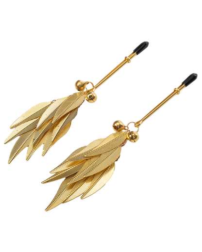 Rimba – Pinzas para Pezones con Plumas Metálicas Doradas