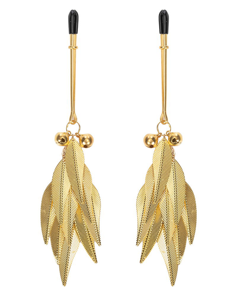 Rimba – Pinzas para Pezones con Plumas Metálicas Doradas