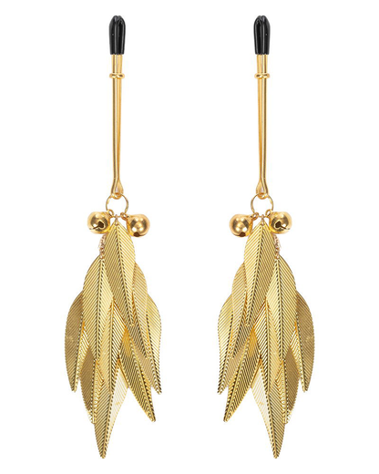 Rimba – Pinzas para Pezones con Plumas Metálicas Doradas