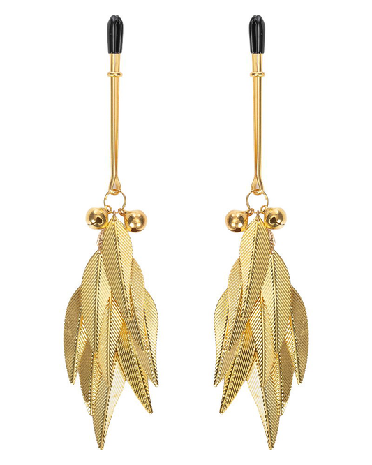 Rimba – Pinzas para Pezones con Plumas Metálicas Doradas